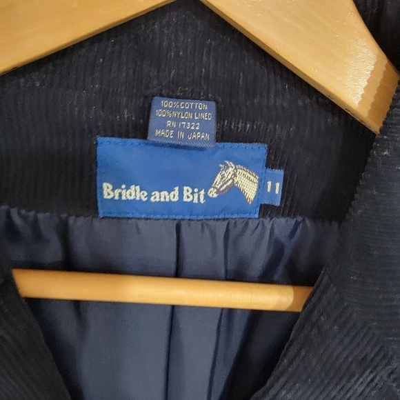 Bridle and Bit Corduroy Jacket Dark Blue Riding Size 11 - Picture 10 of 16